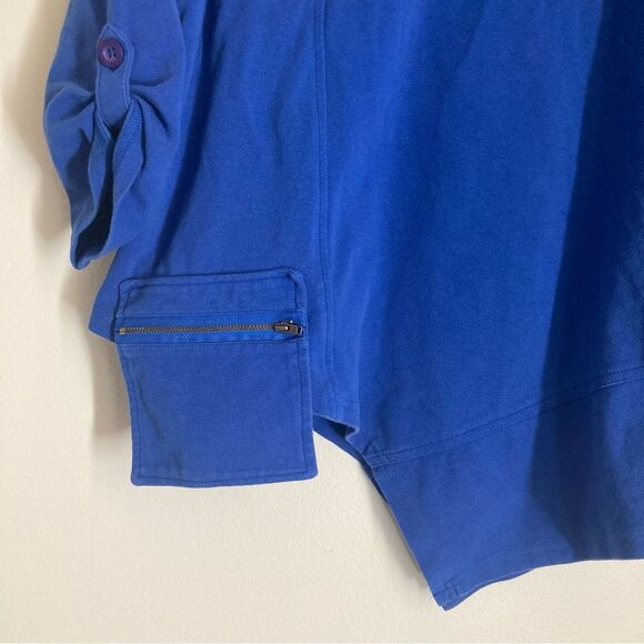 Bleu Bayou Women's Large Vintage Royal Blue Asymmetrical Top - Picture 2 of 7